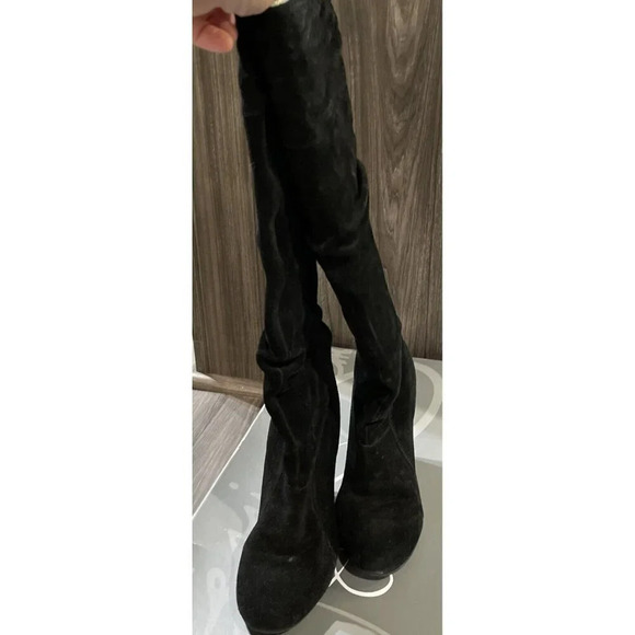Jessica Simpson Size‎ 8.5 M Angie Black Split Suede Heeled Boots Over The Knee - Picture 2 of 11
